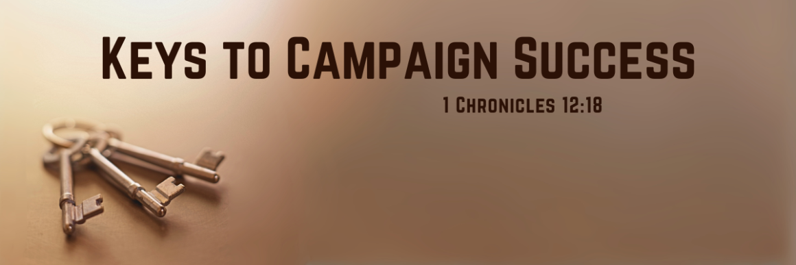 ChatGPT said: A close-up image of three metal keys lying on a smooth brown surface, with the text “Keys to Campaign Success” and a scripture reference displayed in bold letters on the right side. The design has a warm, professional tone suitable for an article about achieving success in fundraising or organizational campaigns.
